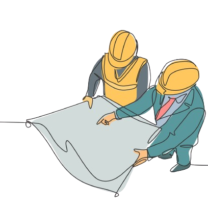 Cogestion64 illustration de 2 personnages travaillant sur un plan
